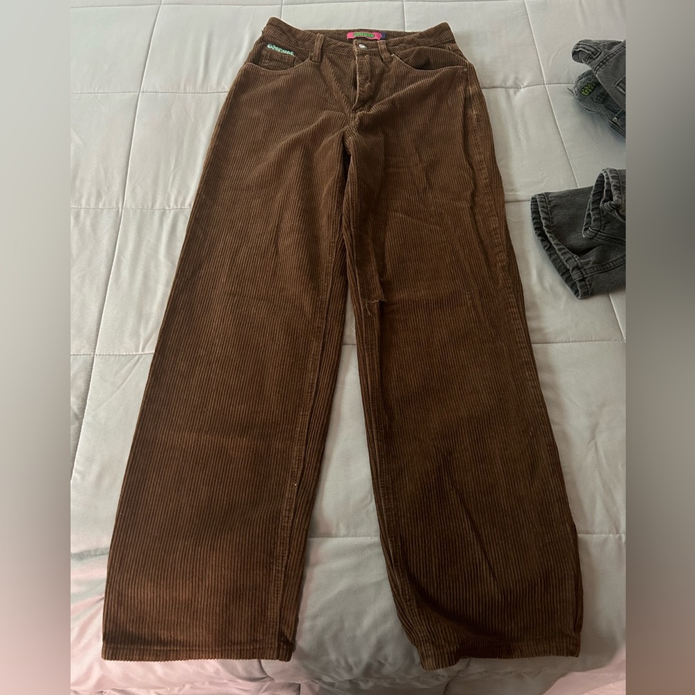 womens brown baggy empyre corduroy pants size 1